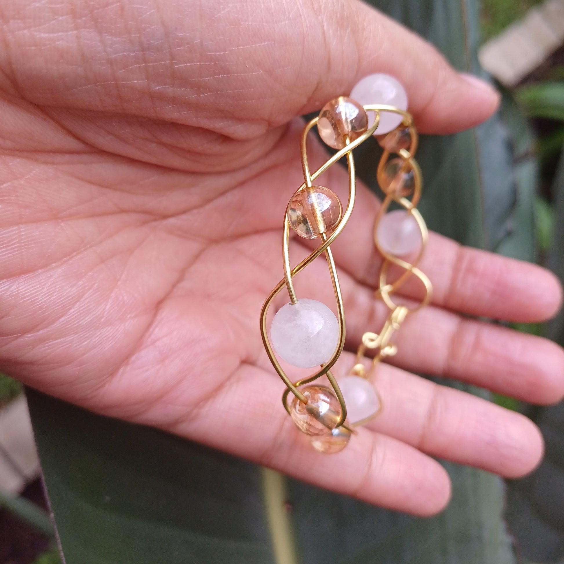 Citrine and Rose Quartz and Howlite Crystal Bracelet