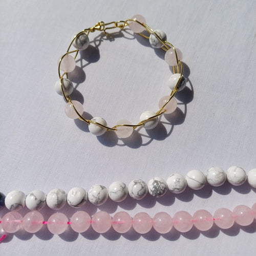Rose Quartz and Howlite Crystal Bracelet