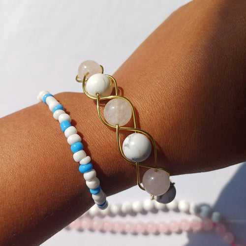 Rose Quartz and Howlite Crystal Bracelet